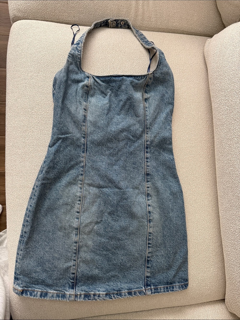 Zara Denim Halter Mini Dress - Blue
